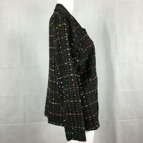 Chicos Jacket Womens Sz 2 US L 12 Black Multicolor Textured Blazer - Picture 4 of 9